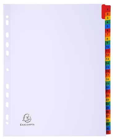 EXACOMPTA Regiszter, karton, A4+, 1-31, EXACOMPTA, fehér