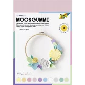   FOLIA Moosgumi, 20x29 cm, 10 lap, FOLIA "Pastel", 10 különböző pasztel szín