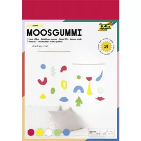   FOLIA Moosgumi, 20x29 cm, 15 lap, FOLIA "Happy", 5 különböző szín