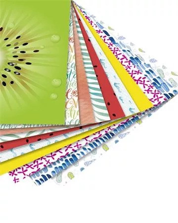 FOLIA Origami papír, 15x15 cm, 80 g, 50 lap, FOLIA "Tropical", 10 különböző minta