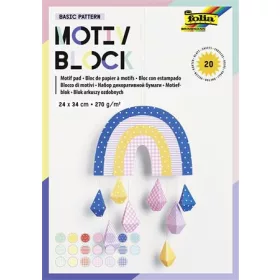   FOLIA Dekorkarton, 2 oldalas, 24x34 cm, 270 g, 20 lap, FOLIA "Basic Rainbow", 20 különböző minta