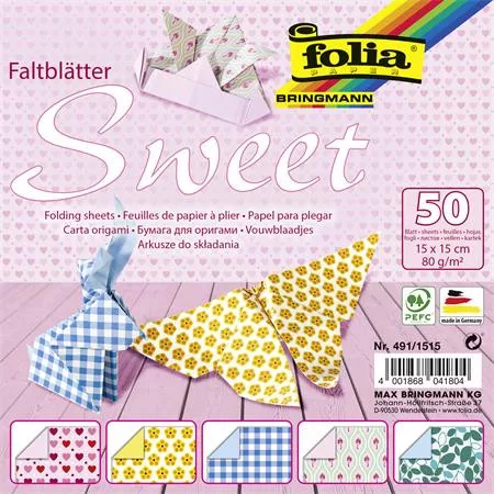 FOLIA Origami papír, 15x15 cm, 80 g, 50 lap, FOLIA 