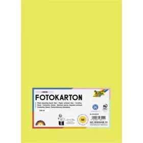   FOLIA Dekorkarton, 2 oldalas, A4, 300 g, 50 lap, FOLIA, limesárga
