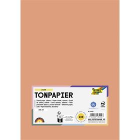 FOLIA Színes papír, A4, 130 g, 100 lap, FOLIA, lazac