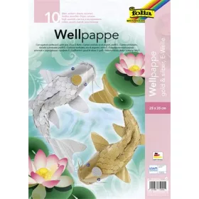   FOLIA Hullámkarton, 25x35 cm, 10 lap, FOLIA, arany és ezüst vegyes színek