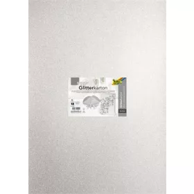   FOLIA Dekorkarton tömb, csillámos, 1 oldalas, 50x70 cm, 300g, 5 lap, FOLIA, ezüst