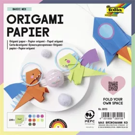   FOLIA Origami papír, 15x15 cm, 70 g, 100 lap, FOLIA, vegyes színek