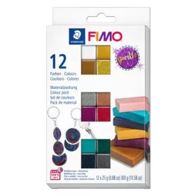   FIMO Gyurma, készlet, 12x25 g, égethető, FIMO "Effect Colours", 12 különböző csillámos szín