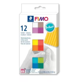   FIMO Gyurma, készlet, 12x25 g, égethető, FIMO "Soft Brillant", 12 különböző szín