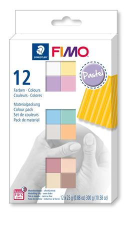 FIMO Gyurma, készlet, 12x25 g, égethető, FIMO "Soft Pastel" 12 különböző szín