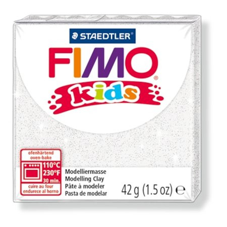 FIMO Gyurma, 42 g, égethető, FIMO "Kids", glitteres fehér