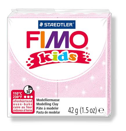 FIMO Gyurma, 42 g, égethető, FIMO "Kids", gyöngyház világos rózsaszín