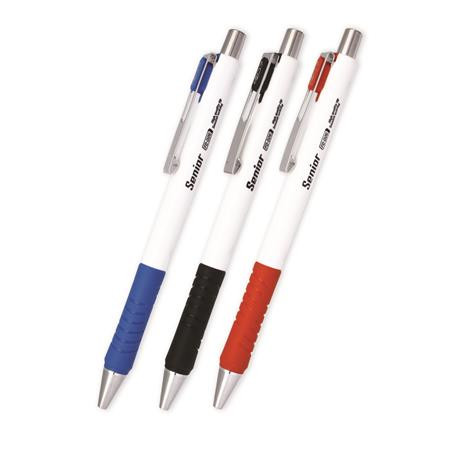  Golyóstoll 0,4 mm, nyomógombos, vegyes színű tolltest, FLEXOFFICE "Senior", kék