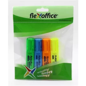  FLEXOFFICE Szövegkiemelő készlet, 1-4 mm, FLEXOFFICE "HL05", 4 különböző szín