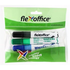   FLEXOFFICE Táblamarker, 2,5 mm, kúpos, szett, FLEXOFFICE "WB02", 4 szín