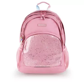   GABOL Hátizsák, iskolatáska, cipzáras, GABOL "Glam", rózsaszín csillámos