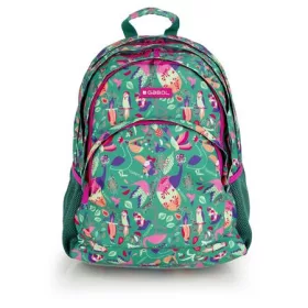   GABOL Hátizsák, iskolatáska, cipzáras, GABOL "Vida", zöld, trópusi mintás