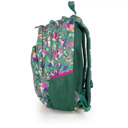 GABOL Hátizsák, iskolatáska, cipzáras, GABOL "Vida", zöld, trópusi mintás