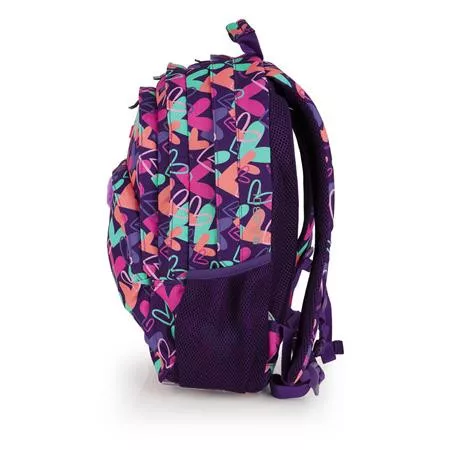 GABOL Hátizsák, iskolatáska, cipzáras, GABOL "Kokoro", lila, szívek