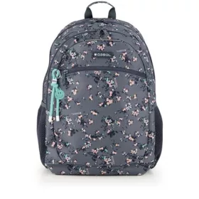   GABOL Hátizsák, iskolatáska, cipzáras, GABOL "Secret", szürke, virágmintás