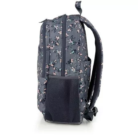 GABOL Hátizsák, iskolatáska, cipzáras, GABOL "Secret", szürke, virágmintás