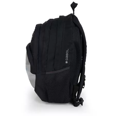 GABOL Hátizsák, iskolatáska, cipzáras, GABOL "Trick", szürke-fekete, gördeszka