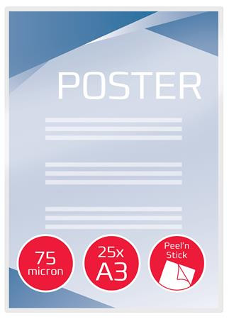 GBC Meleglamináló fólia, 75 mikron, A3, fényes,  öntapadó, GBC "Peel'n Stick"