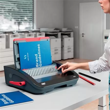 GBC Spirálozógép, műanyag spirálkötéshez, elektromos, 390 lap, GBC "CombBind CB25E"