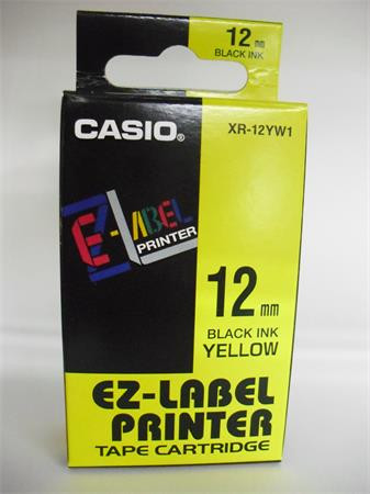 CASIO Feliratozógép szalag, 12 mm x 8 m, CASIO, sárga-fekete