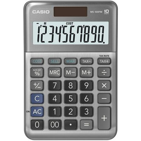 CASIO Számológép, asztali, 10 számjegy, CASIO "MS-100 FM", szürke