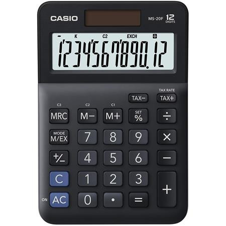 CASIO Számológép, asztali, 12 számjegy, CASIO "MS-20 F", fekete