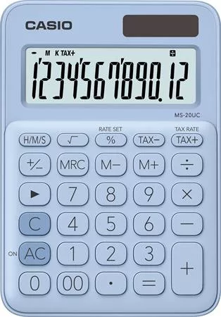 CASIO Számológép, asztali, 12 számjegy, CASIO, "MS 20 UC", világoskék