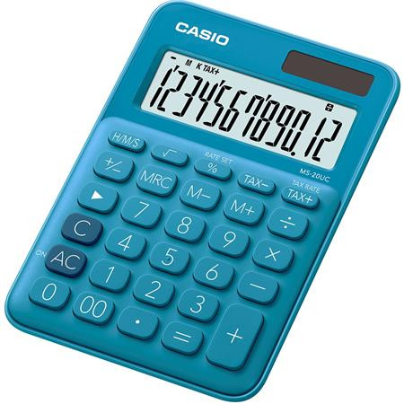 CASIO Számológép, asztali, 12 számjegy, CASIO, "MS 20 UC", kék