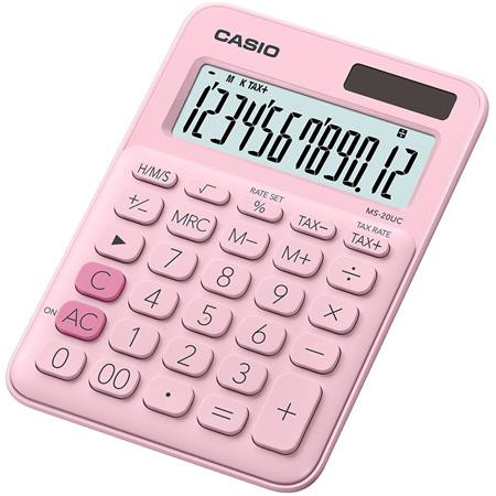 CASIO Számológép, asztali, 12 számjegy, CASIO, "MS 20 UC" rózsaszín