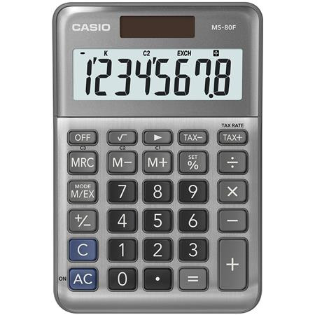 CASIO Számológép, asztali, 8 számjegy, CASIO "MS-80 F", szürke