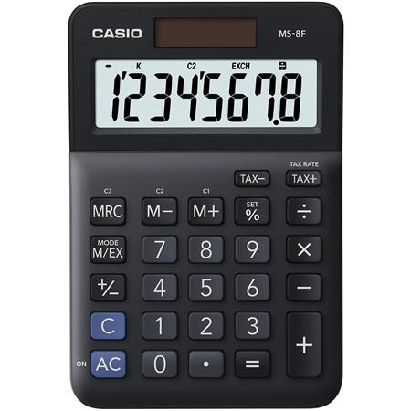 CASIO Számológép, asztali, 8 számjegy, CASIO "MS-8 F", fekete