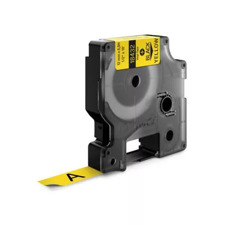 DYMO Feliratozógép szalag, vinil, 12 mm x 5,5 m, DYMO "Rhino", sárga-fekete