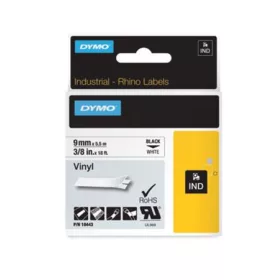   DYMO Feliratozógép szalag, vinil, 9 mm x 5,5 m, DYMO "Rhino", fehér-fekete