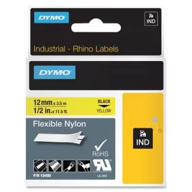   DYMO Feliratozógép szalag, flexibilis ID, 12 mm x 3,5 m, DYMO "Rhino", sárga-fekete