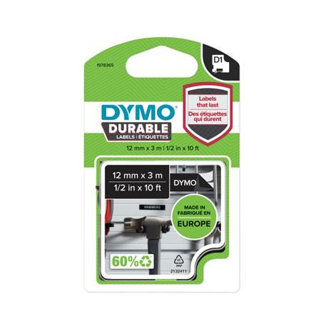 DYMO Feliratozógép szalag, 12 mm x 3 m, tartós, DYMO "D1", fekete-fehér