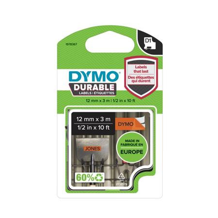 DYMO Feliratozógép szalag, 12 mm x 3 m, tartós, DYMO "D1", narancssárga-fekete