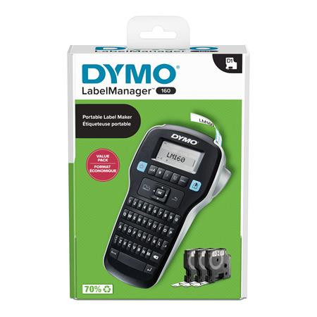 DYMO Elektromos feliratozógép, DYMO "LM 160", fekete, + 3 db D1 szalag