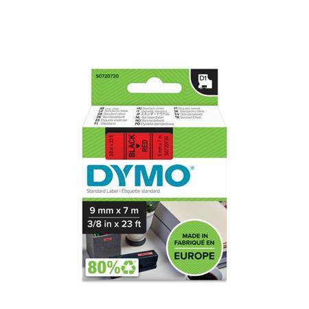 DYMO Feliratozógép szalag, 9 mm x 7 m, DYMO "D1", piros-fekete