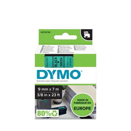 DYMO Feliratozógép szalag, 9 mm x 7 m, DYMO "D1", zöld-fekete