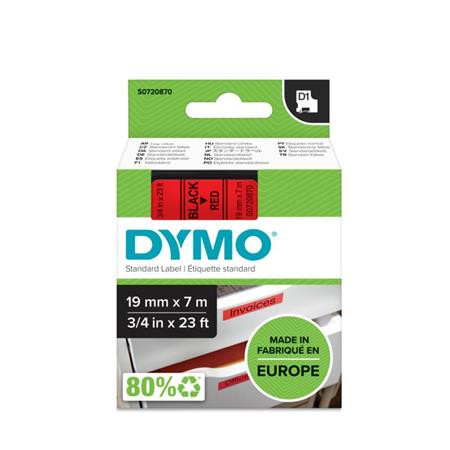 DYMO Feliratozógép szalag, 19 mm x 7 m, DYMO "D1", piros-fekete