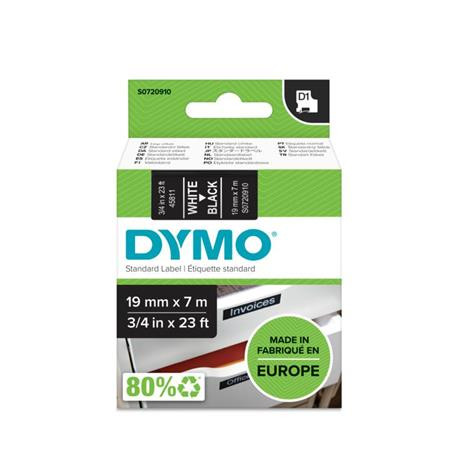 DYMO Feliratozógép szalag, 19 mm x 7m  DYMO "D1", fekete-fehér