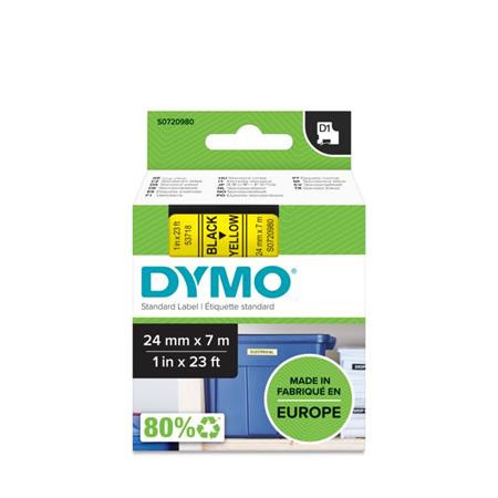 DYMO Feliratozógép szalag, 24 mm x 7 m, DYMO "D1", sárga-fekete