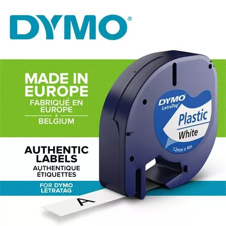 DYMO Feliratozógép szalag, 12 mm x 4 m, DYMO "Letratag", fehér