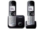   PANASONIC Telefon, vezeték nélküli, telefonpár, PANASONIC "KX-TG6812PDB Duo", fekete