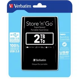   VERBATIM 2,5" HDD (merevlemez), 2TB, USB 3.0, VERBATIM, fekete